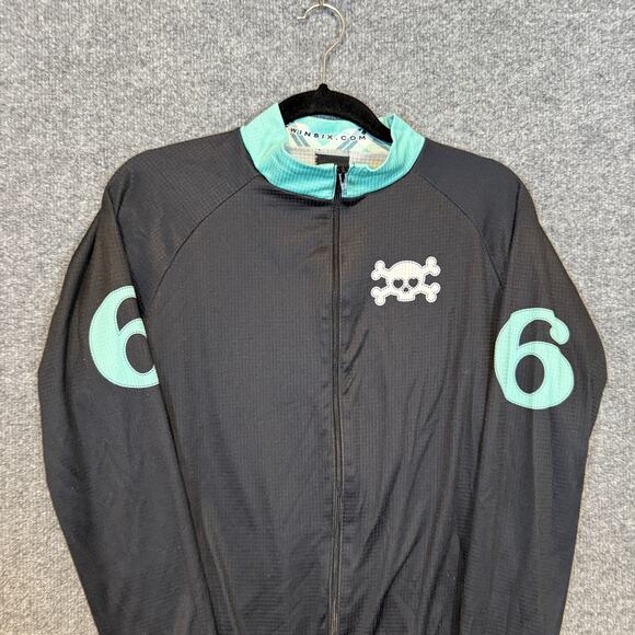 Twin Six Cycling Jersey Womens XL Black Skull Crossbones Full Zip Race Raglan - Picture 4 of 10
